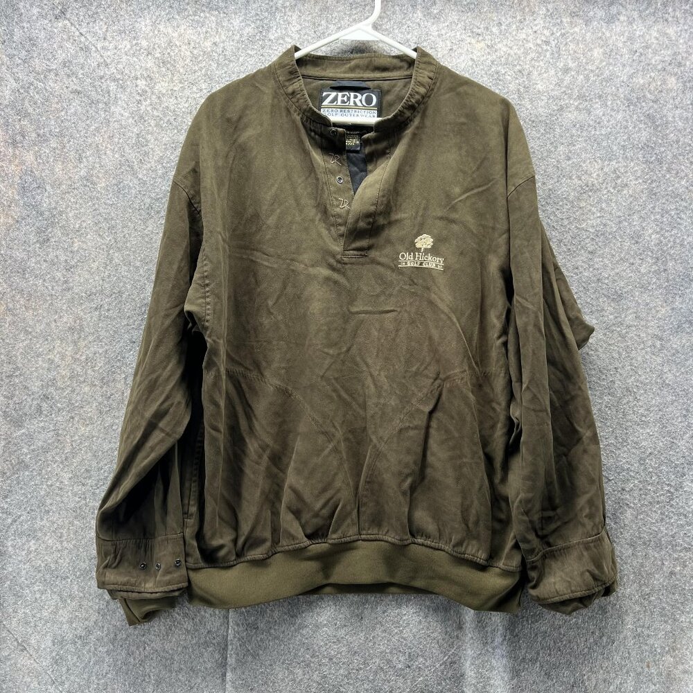 Zero Restriction Sweater Men Large Green Zip Old Hickory Golf Club Jacket Vtg
